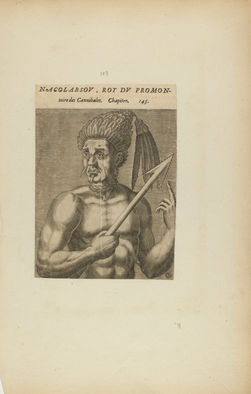 Nacol-Absov, Roi Du Promon-/toire des.... (from book, Les Vrais Pourtraits et Vies des Hommes Illustres) - Theodor de Bry