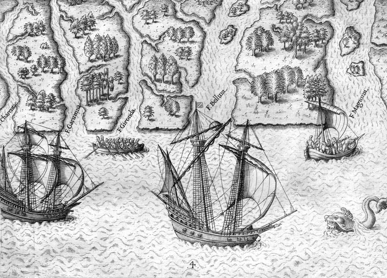 Les explorateurs français explorent six rivières sur la côte de la Floride - Theodor de Bry