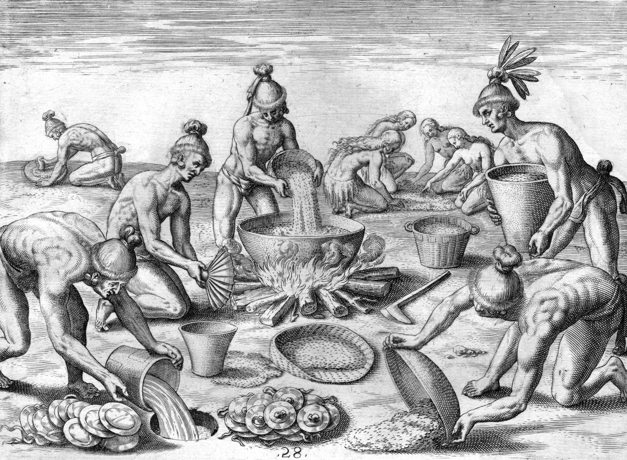 Indiens Timucuan préparant un festin - Theodor de Bry