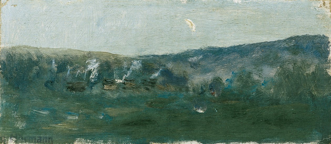 Paysage vallonné avec croissant de lune - Theodor von Hormann