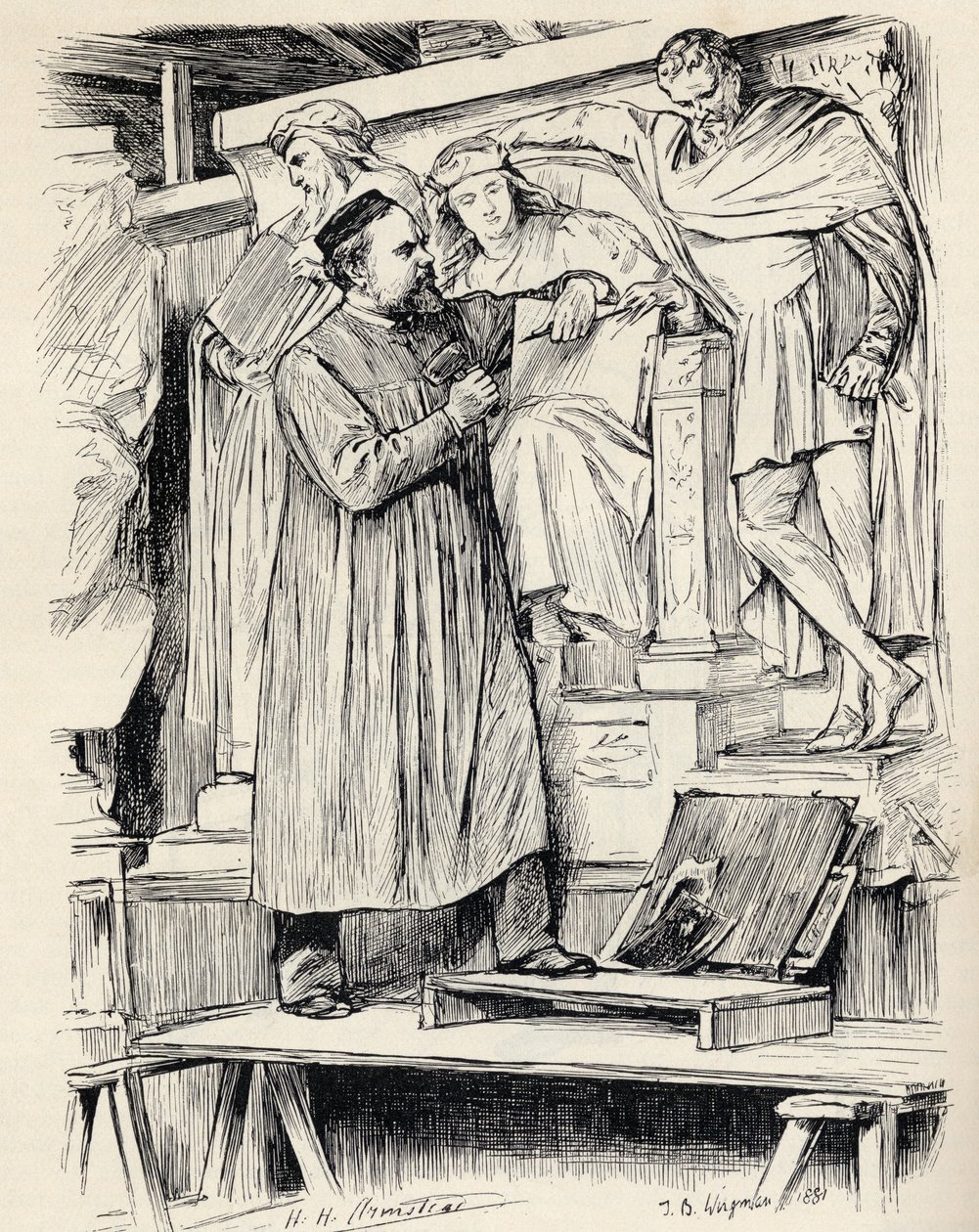 Armstead au travail, gravure d