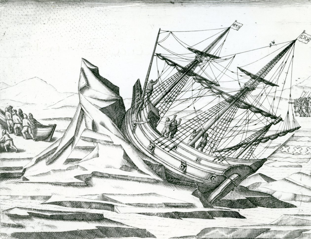 Navire échoué sur un iceberg, illustration de 