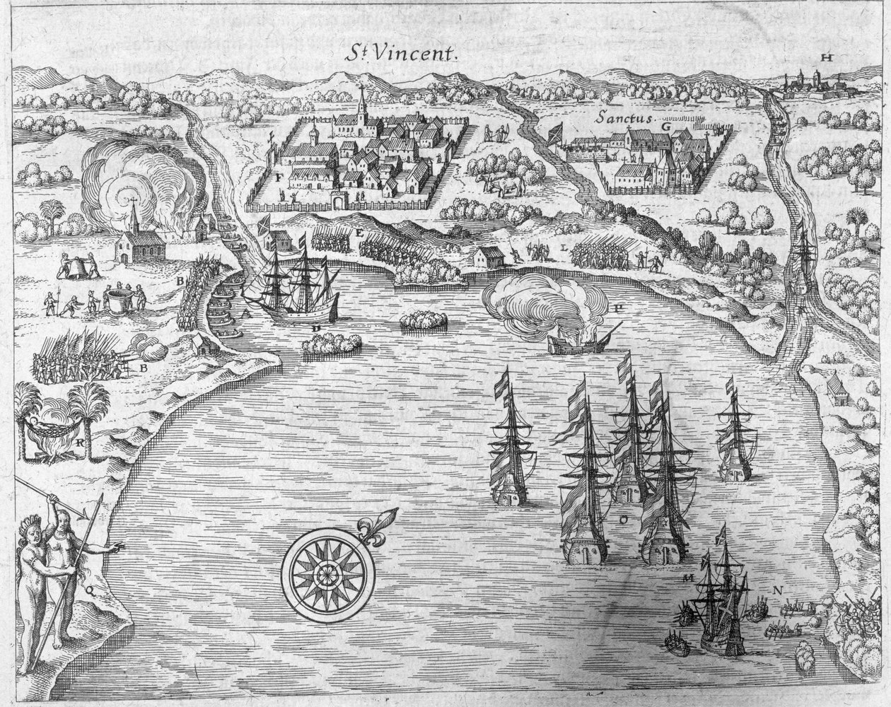 La Flotte de Joris van Spilbergen (c.1568-1620) atteignant le Brésil à Sao Vicente, de 
