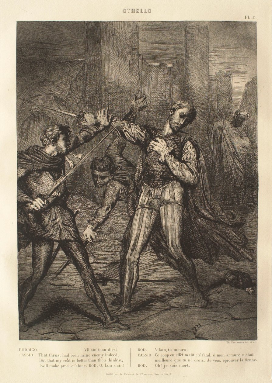 Suite Othello : no 10 (acte 5, scène 1 : La rixe dans la rue : Rodrigo et Cassio) - Théodore Chassériau