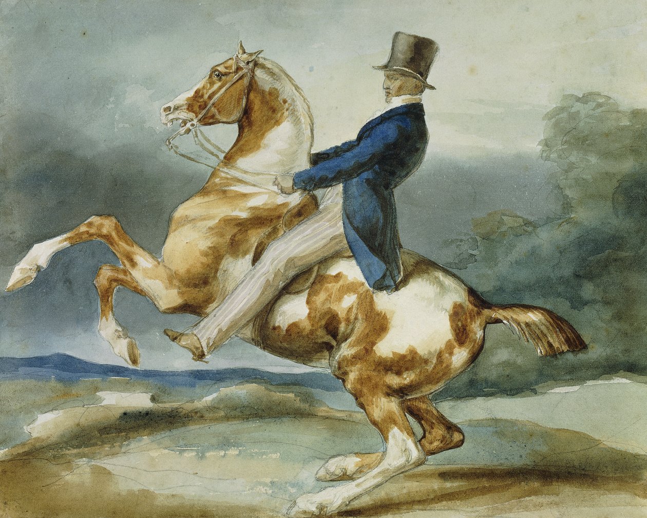 Un cavalier cabrant son cheval - Theodore Gericault