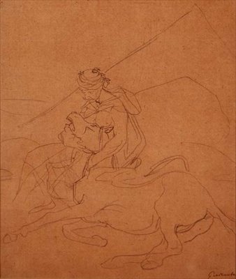Arabe tenant la tête de son cheval mourant - Theodore Gericault