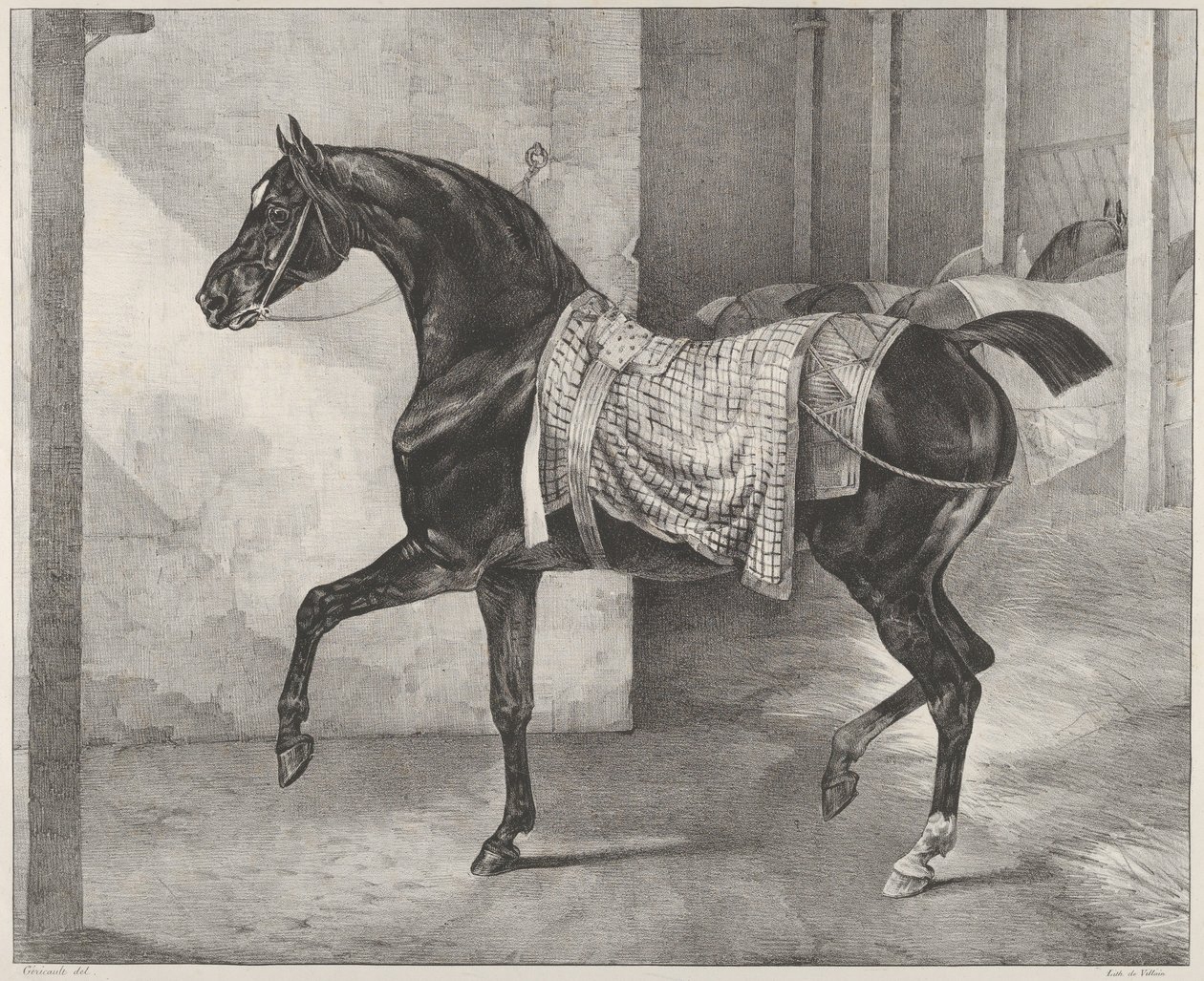 Un cheval noir attaché dans une écurie - Theodore Gericault