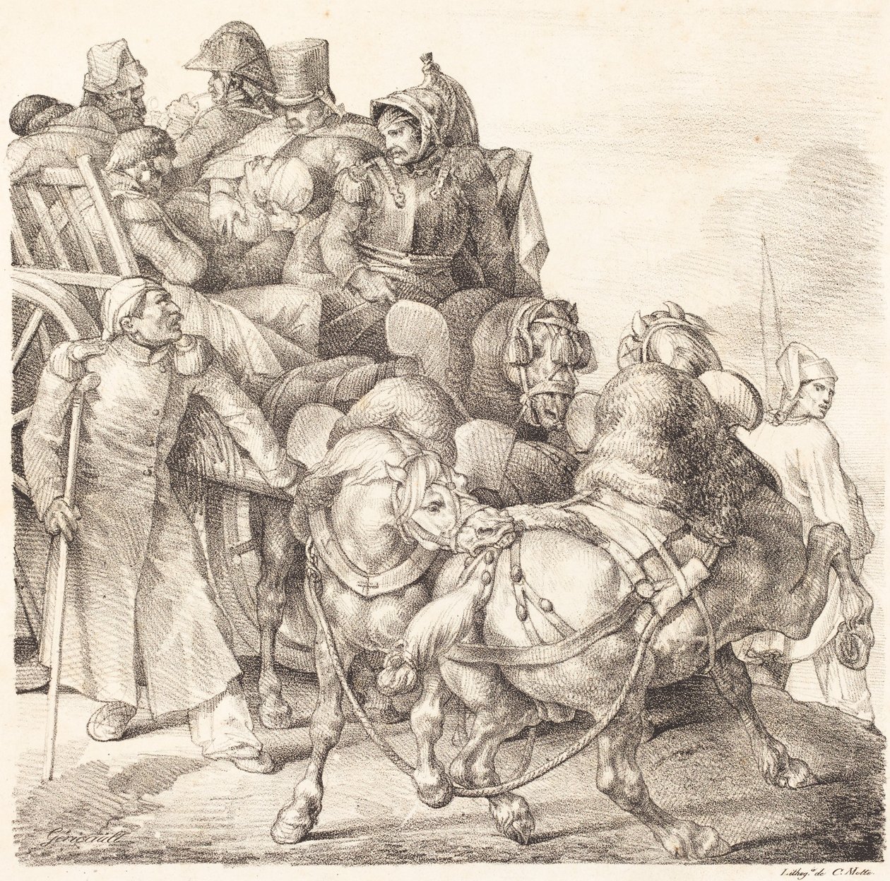 Chariot chargé de soldats blessés - Theodore Gericault