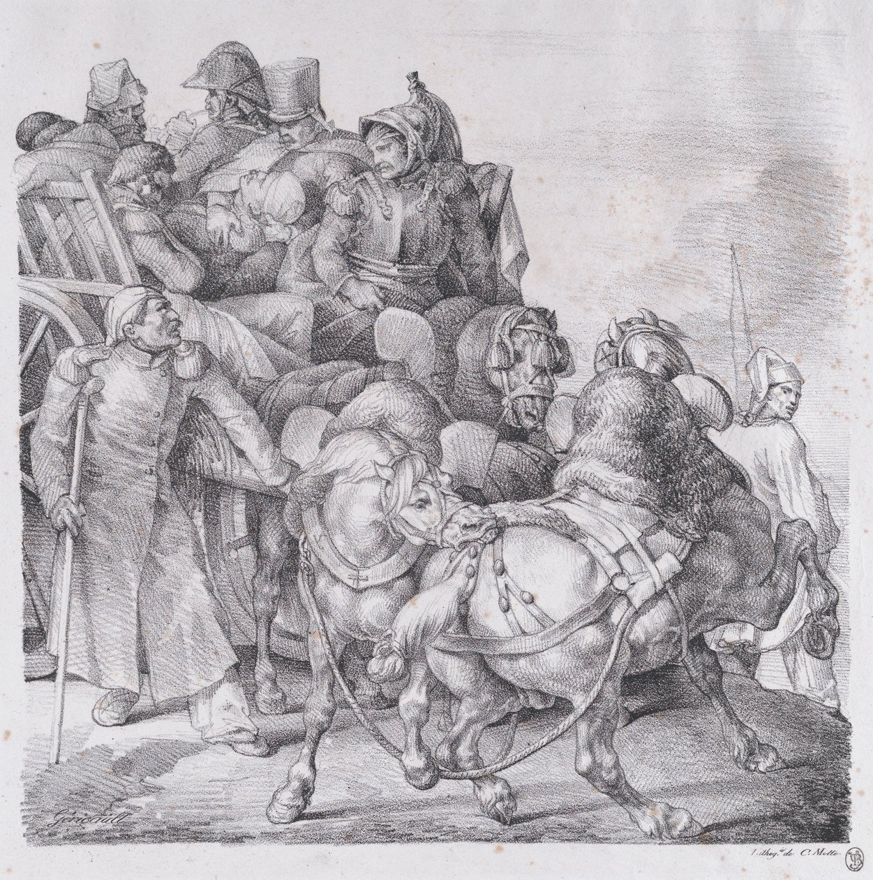 Chariot chargé de soldats blessés - Theodore Gericault