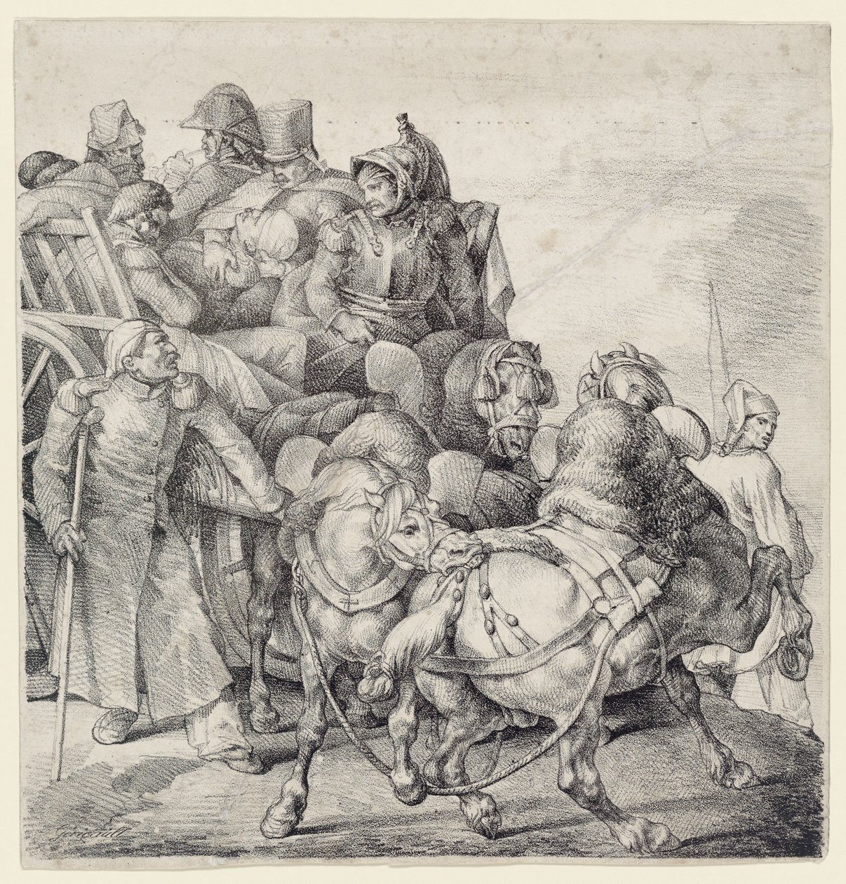 Chariot chargé de soldats blessés (A Wagon Full of Wounded Soldiers) - Theodore Gericault