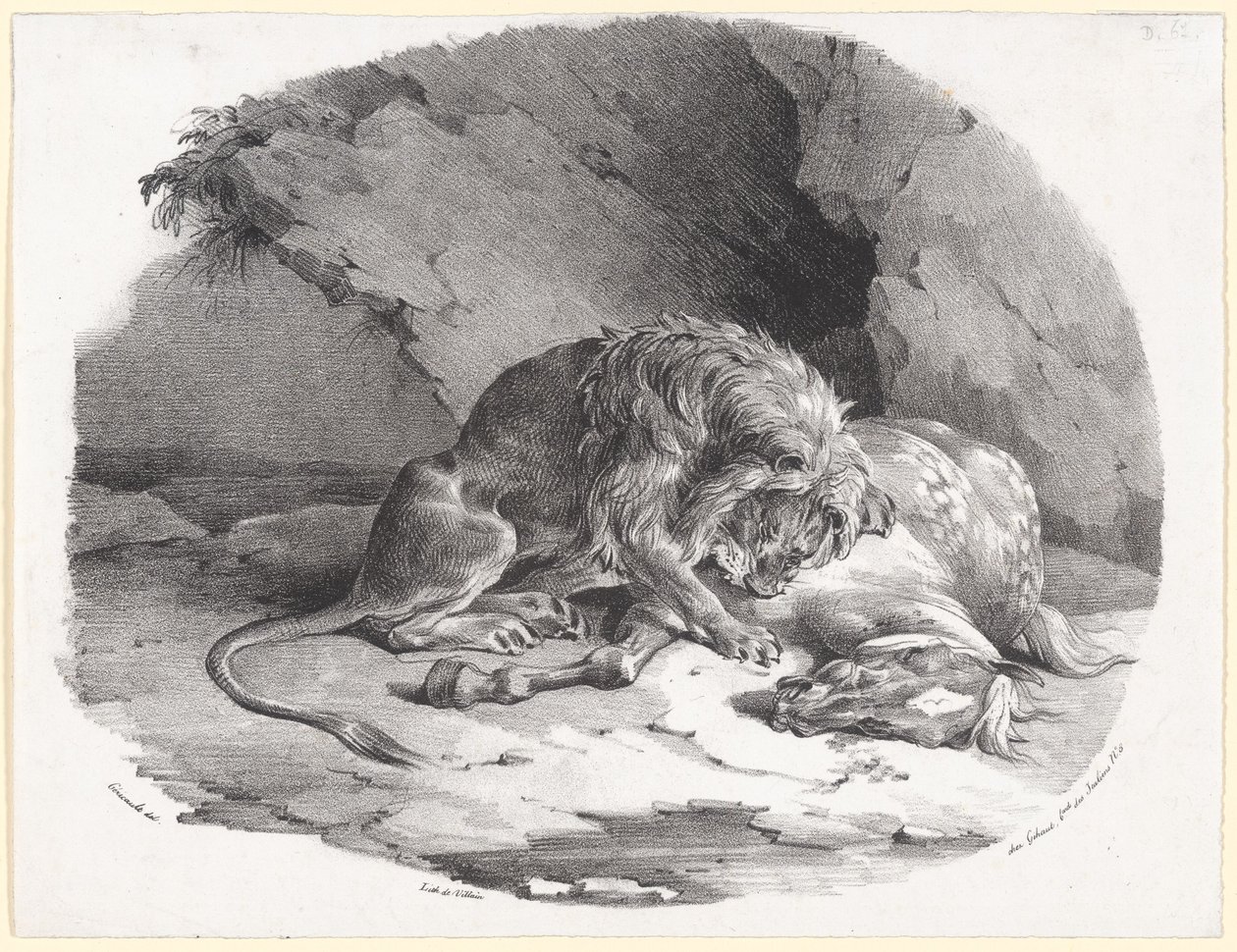 Cheval dévoré par un lion (A Horse Being Devoured by a Lion) - Theodore Gericault