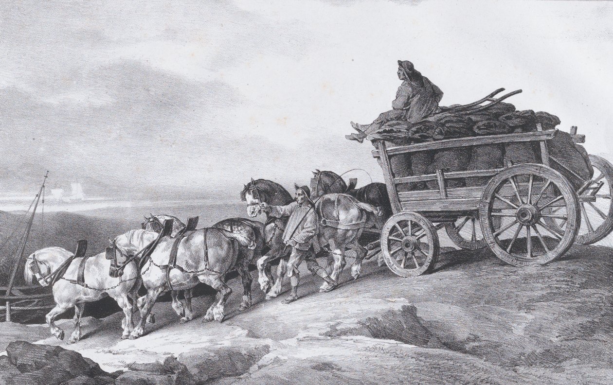 Wagon de charbon tiré par des chevaux, 1822 - Theodore Gericault