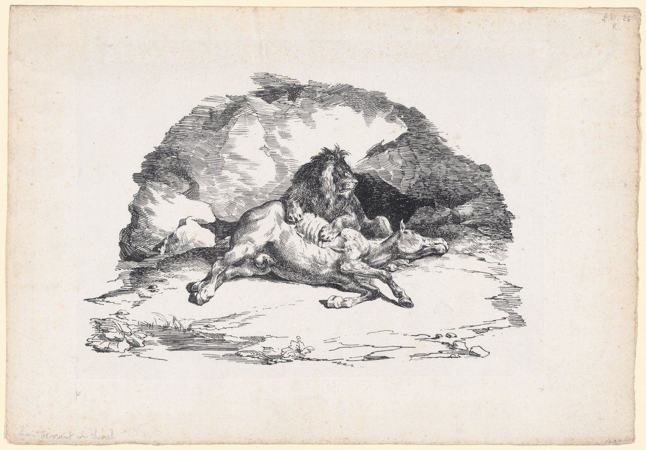 Lion dévorant un cheval (A Lion Devouring a Horse) - Theodore Gericault