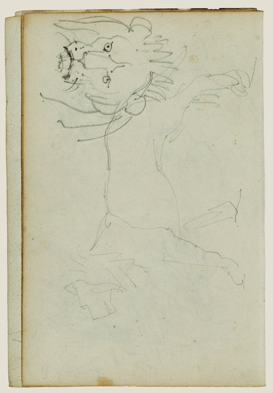 Lion en marche, visage de lion - Theodore Gericault