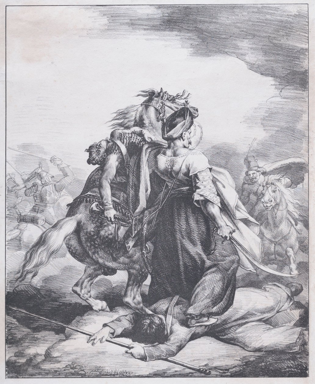 Un Mamelouk protégeant un trompettiste blessé - Theodore Gericault