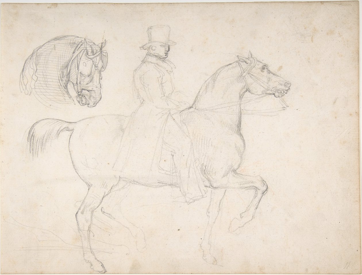 « Homme à cheval » et « Étude de tête de cheval » - Theodore Gericault