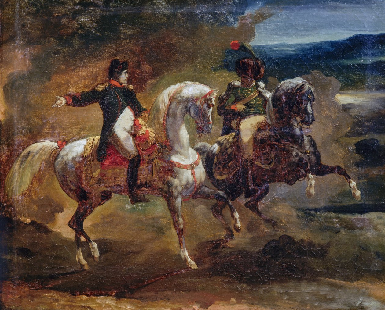 Napoléon Bonaparte donnant un ordre à un officier supérieur, peinture attribuée à Théodore Géricault, Guerres napoléoniennes - Theodore Gericault