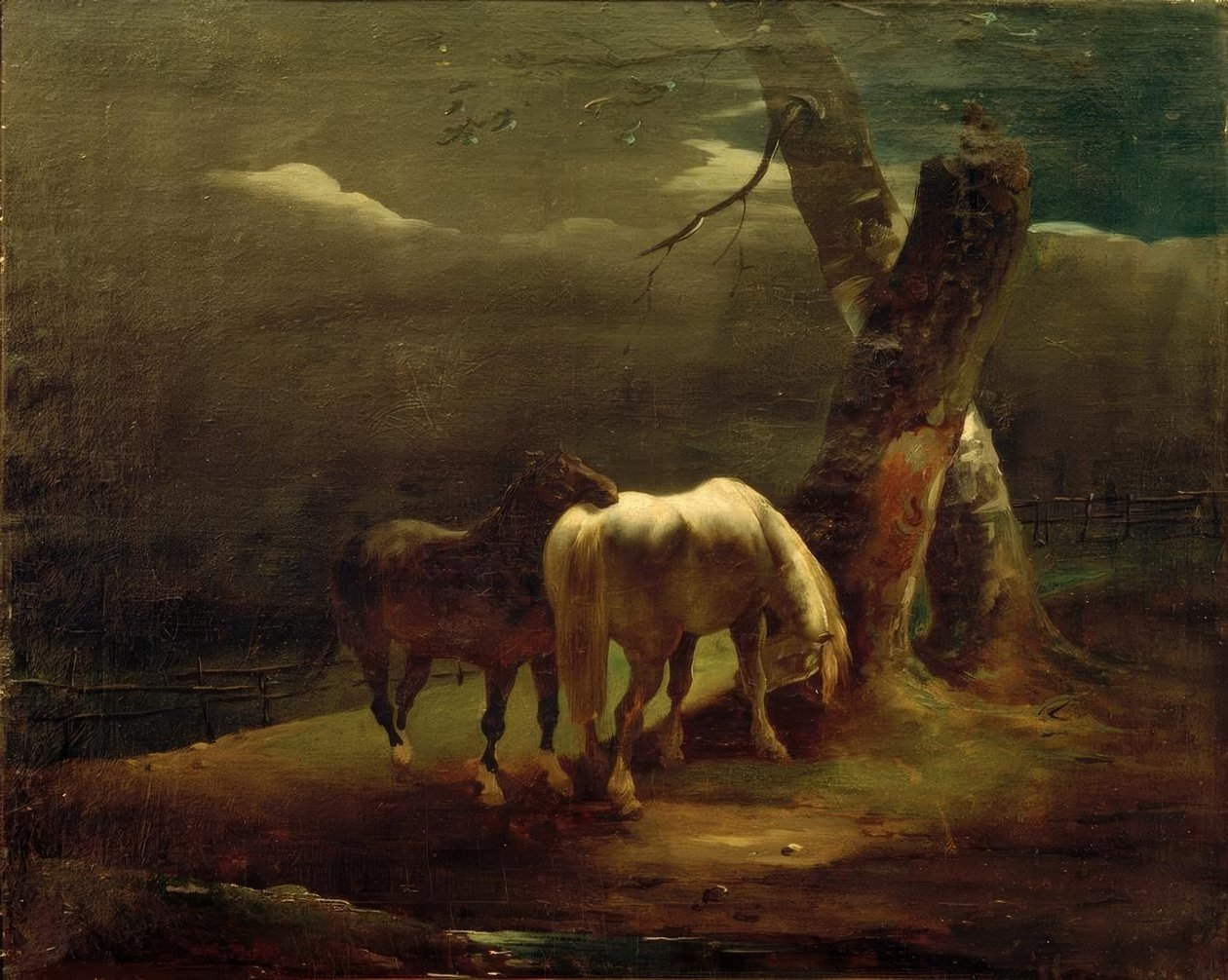 Chevaux dans le pré - Theodore Gericault