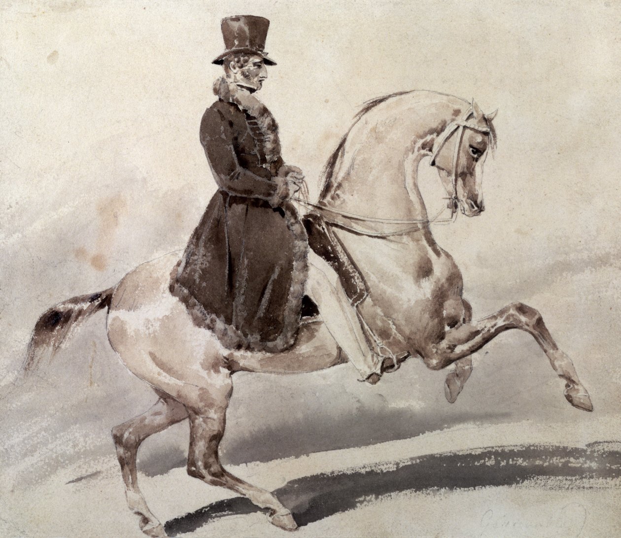 Cavalier en manteau bordé de fourrure - Theodore Gericault