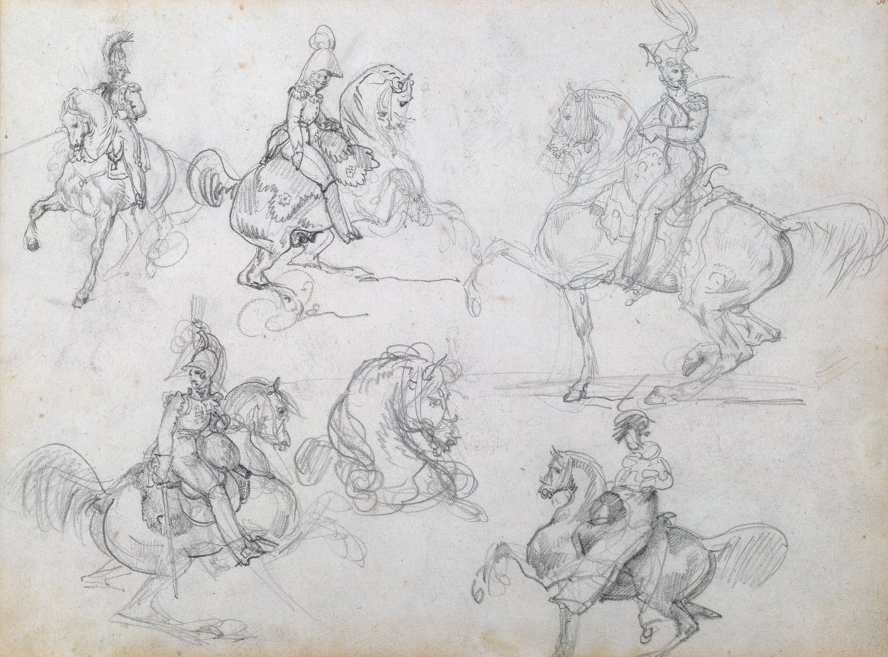 Cavaliers sur des chevaux cabrés - Theodore Gericault