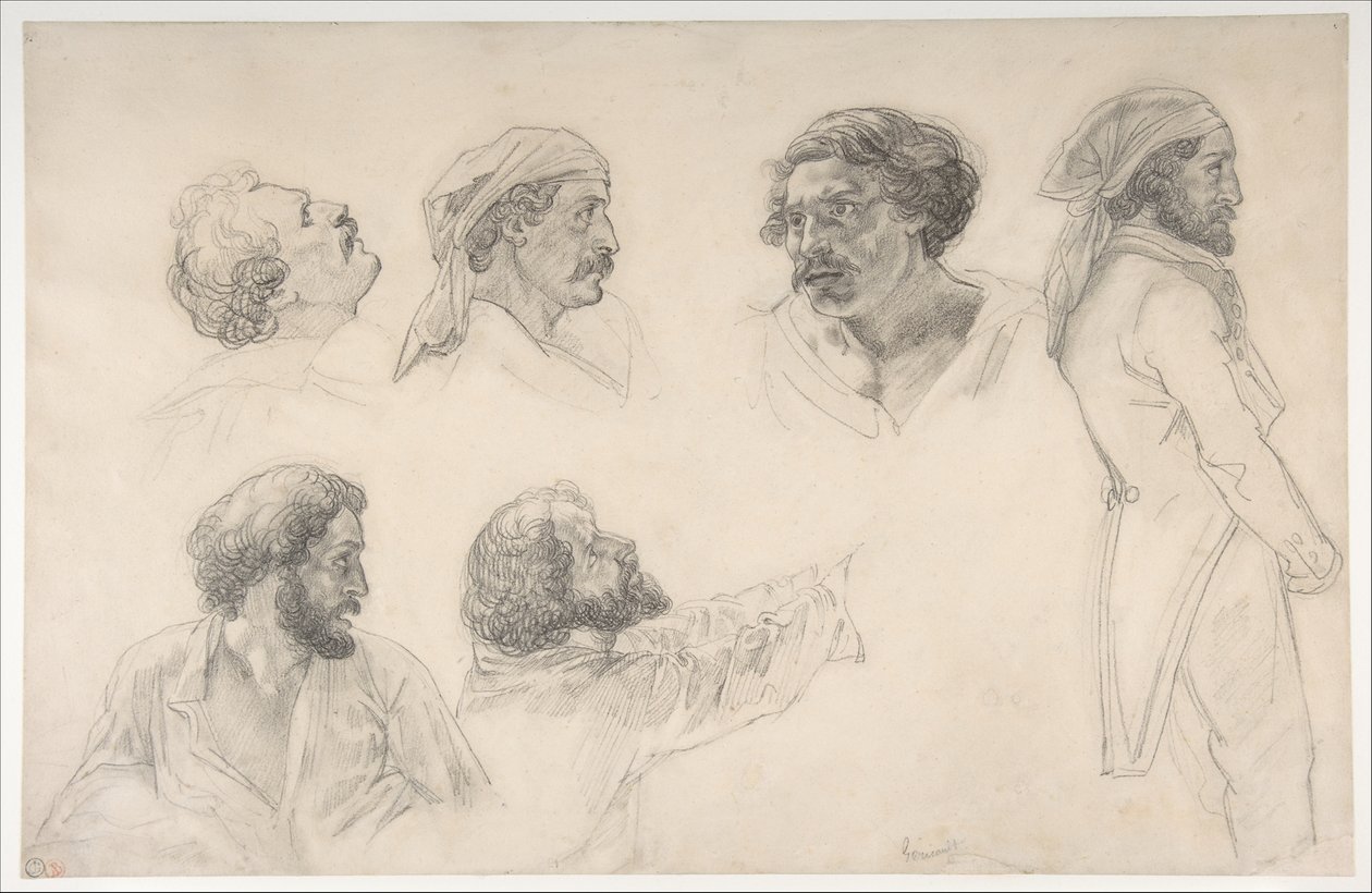 Six études pour Corréard et Savigny dans « Le Radeau de la Méduse » - Theodore Gericault