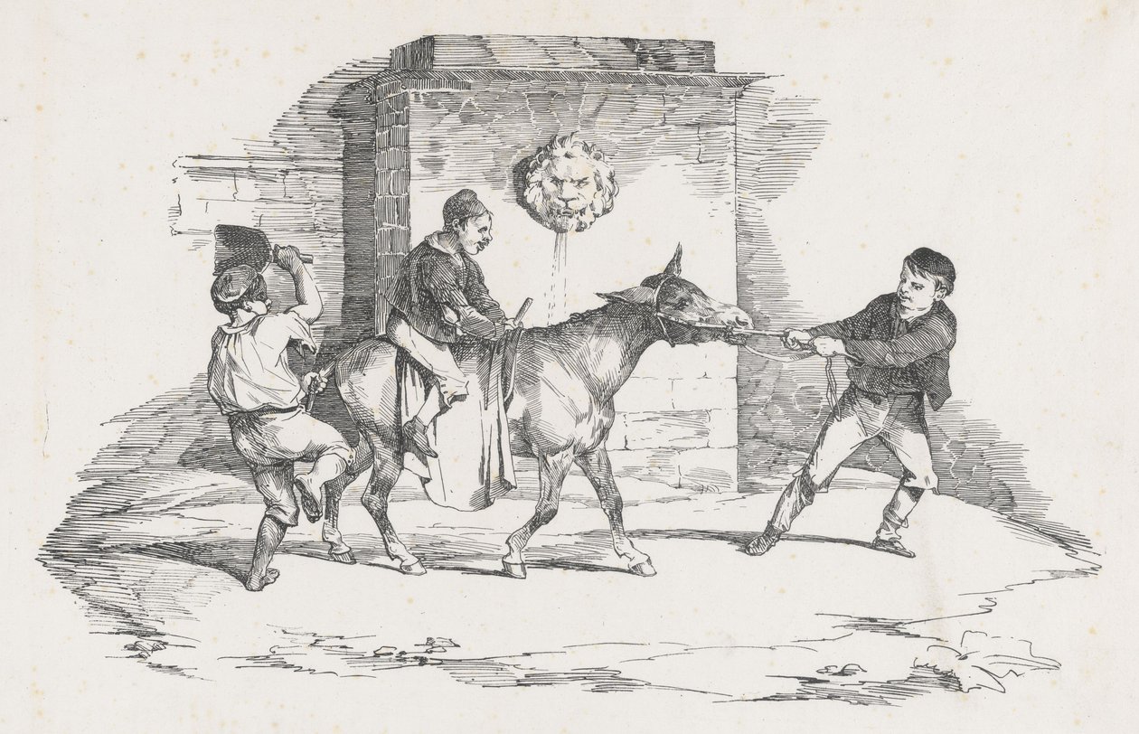 Trois enfants jouant avec un âne (Three Children Playing with a Donkey) - Theodore Gericault