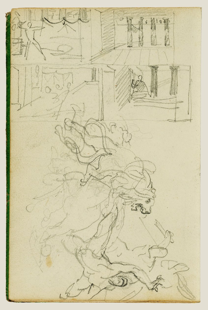Deux études de composition représentant une chasse au lion - Theodore Gericault