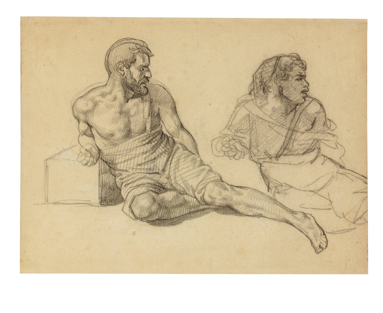 Deux études pour la figure assise au pied du mât - Theodore Gericault