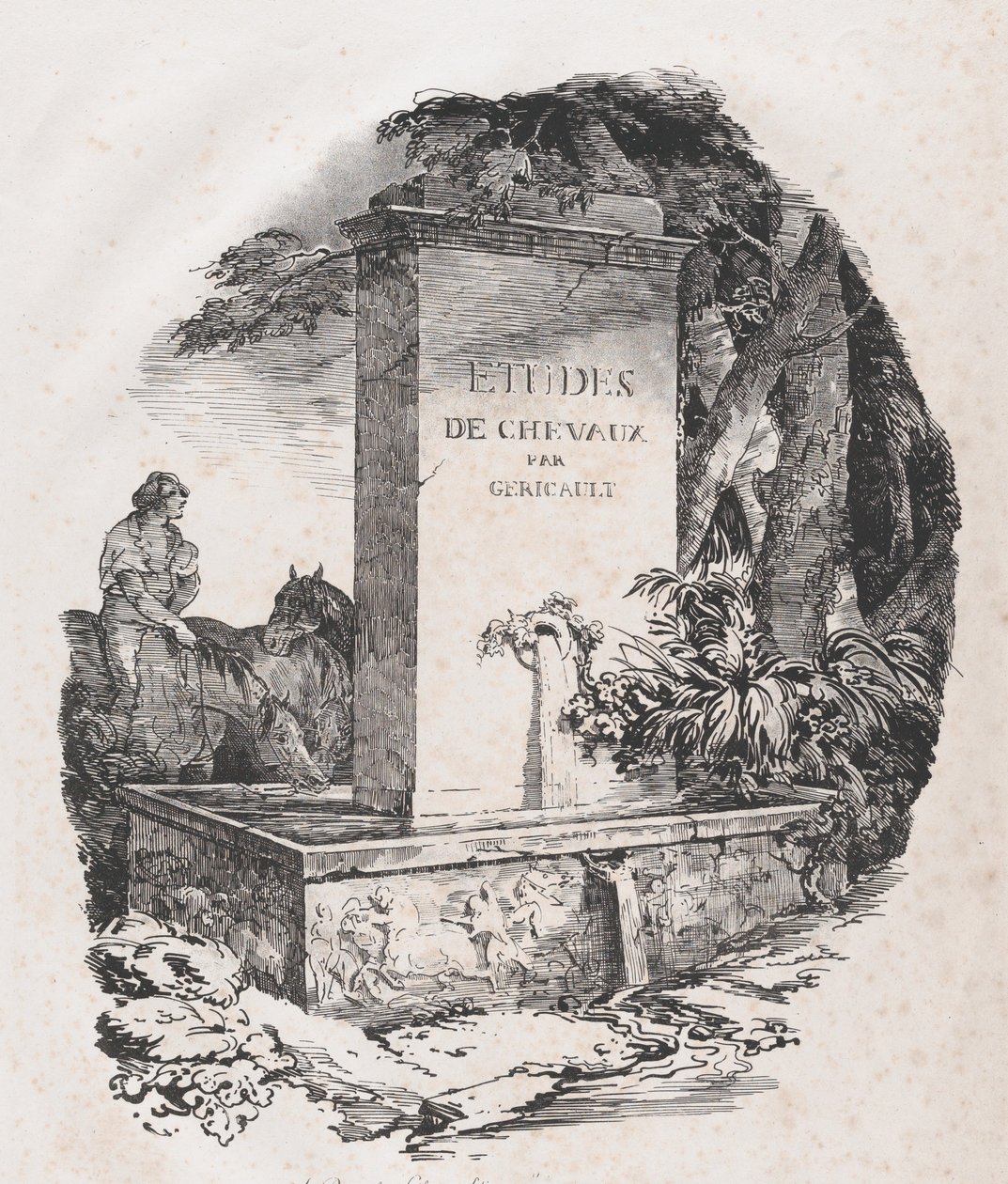Abreuvoir, page de titre de Études de Chevaux, 1822 - Theodore Gericault