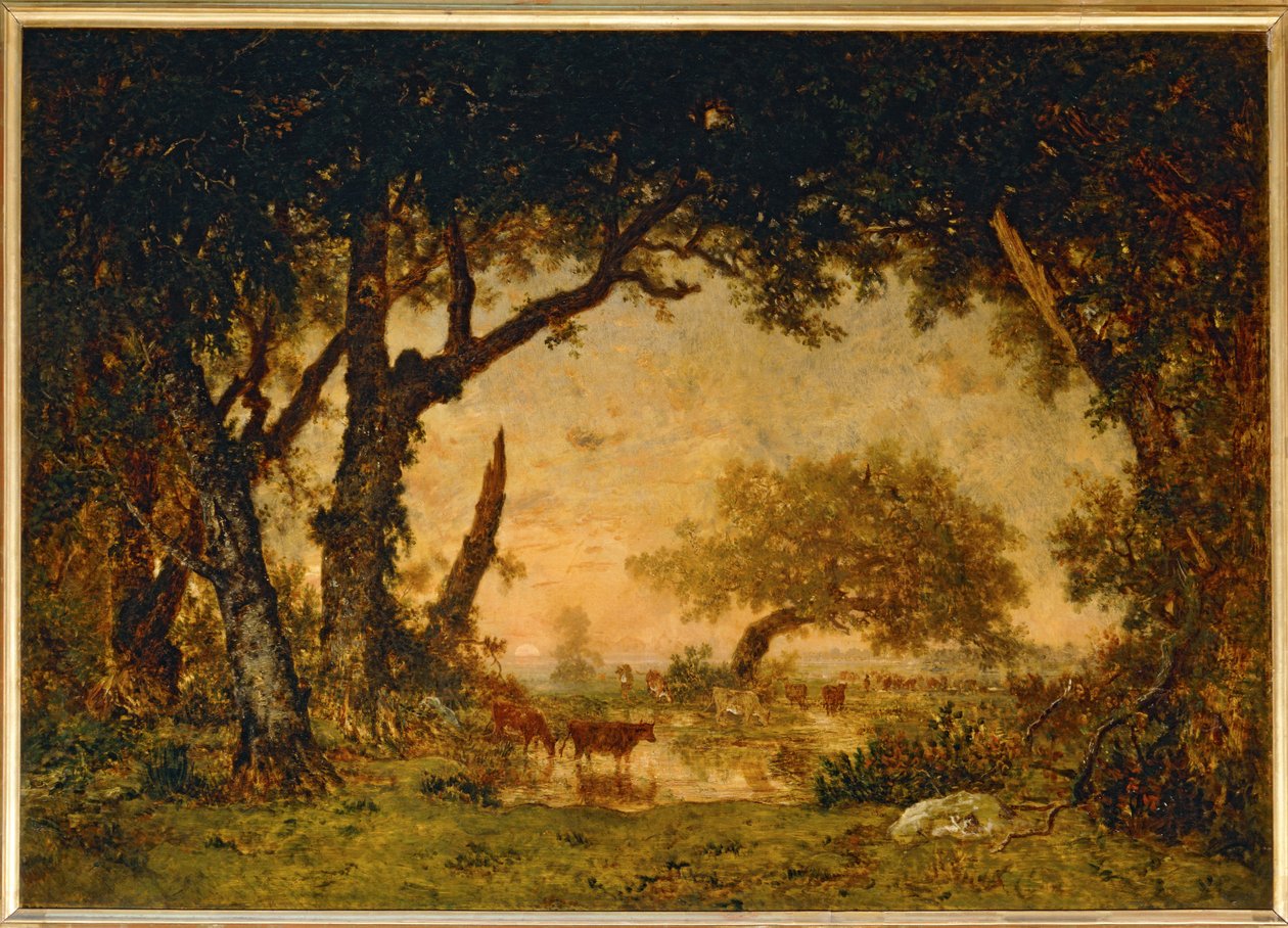 Sortie de la Foret a Fontainebleau, soleil couchant … - Theodore Rousseau