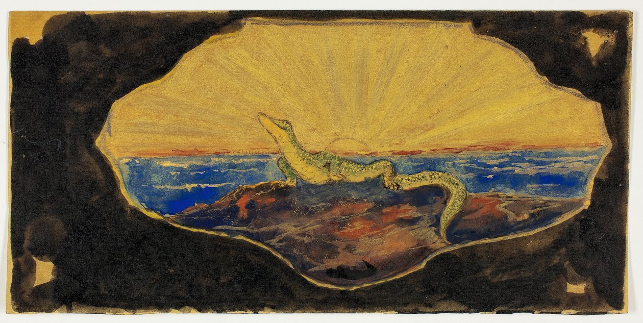 Dessin sans titre pour cartouche de cadre (Salamandre) - Theodore Roussel