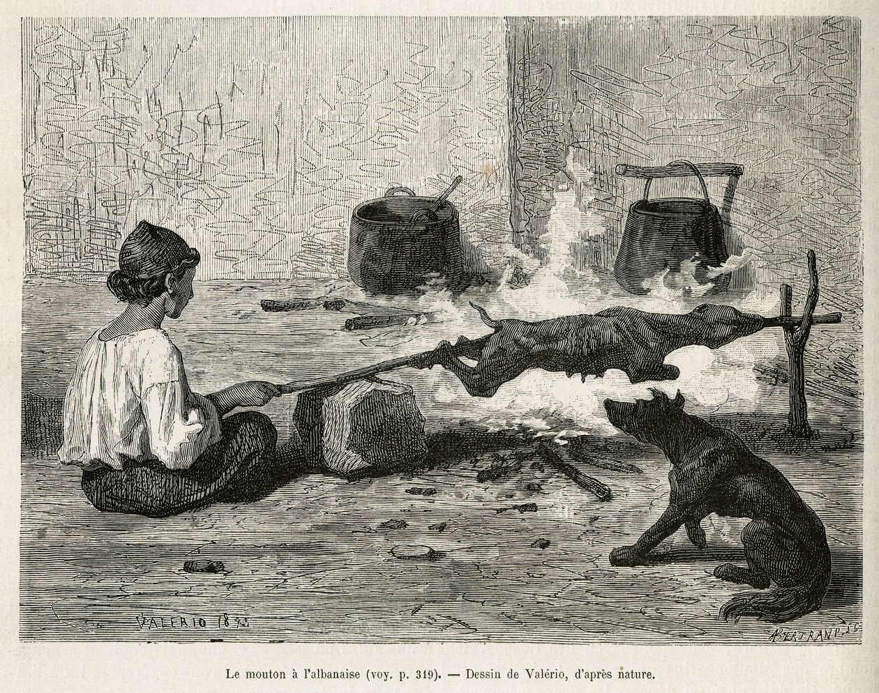 Un jeune Monténégrin rôtissant un mouton avec l