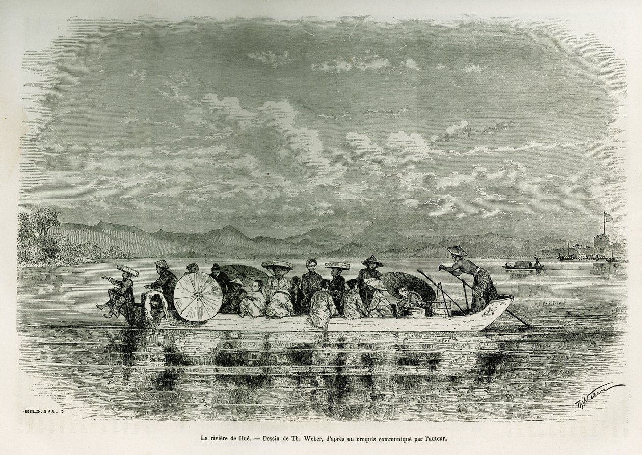 Un bateau sur la rivière de Hué (Vietnam) (illustration de l