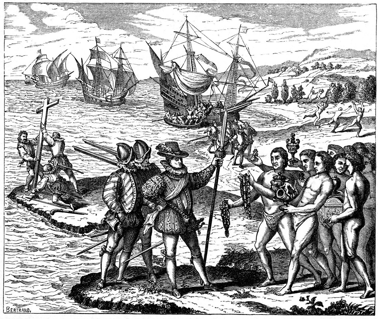 Christophe Colomb, explorateur génois, découvrant l