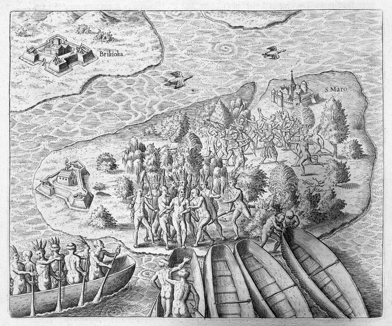 Hans Staden capturé par les Indiens Tupinamba lors de son voyage au Brésil, 1552, de 