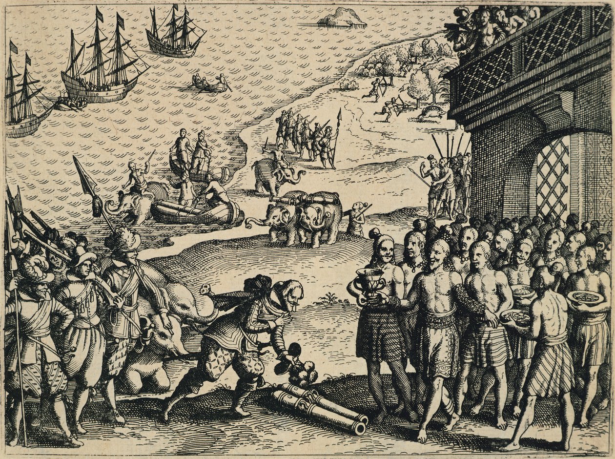 Les Hollandais débarquant à Calcutta - Theodore de Bry