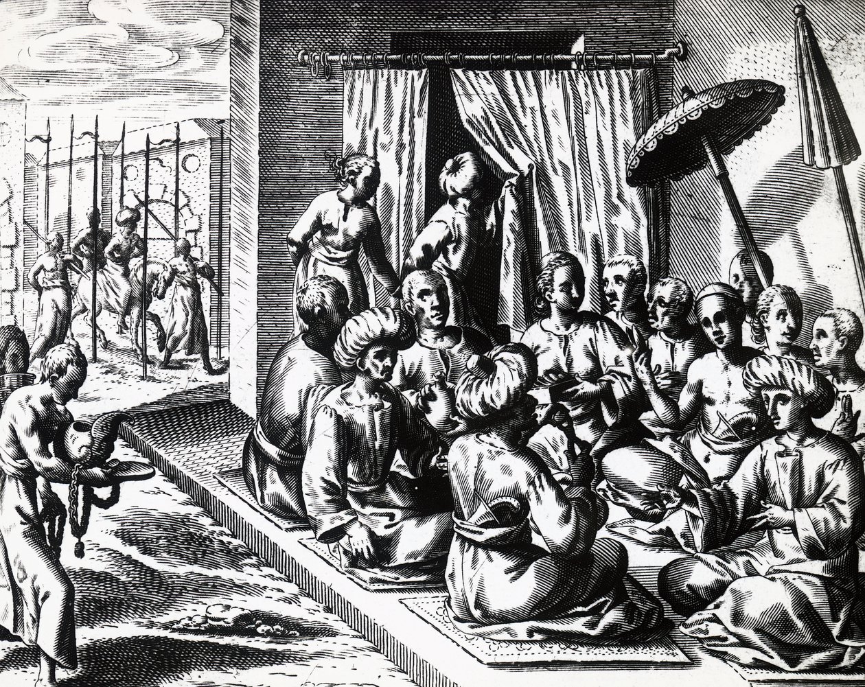 Cérémonie de mariage à Bantam, Île de Java, par Theodor de Bry, gravure - Theodore de Bry