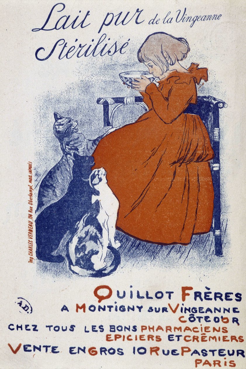 Affiche publicitaire pour le lait pur de la Vingeonne - par Steinlen - Théophile Alexandre Steinlen