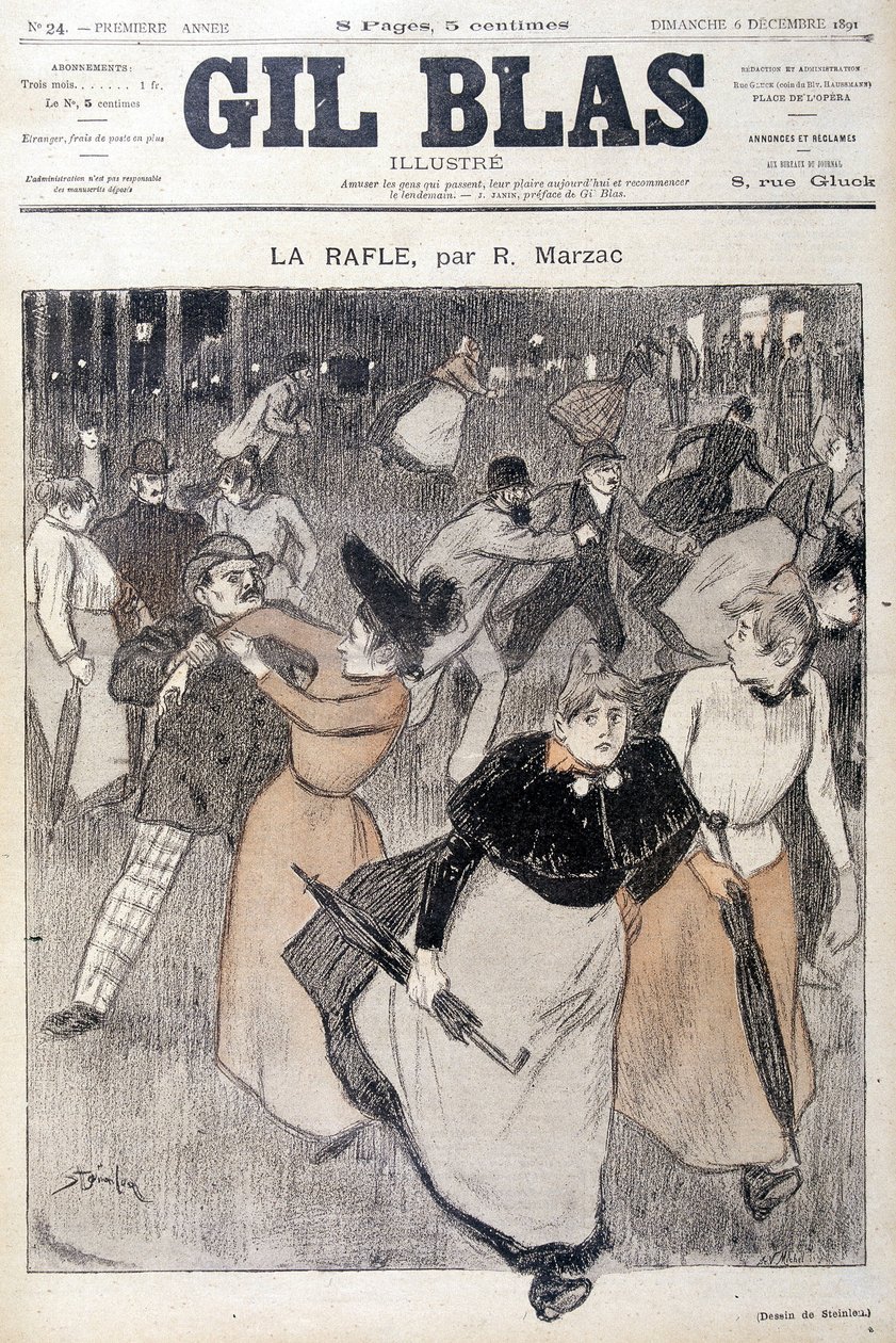 Dessin de Steinlen dans Gil Blas, 6/12/1891. - Théophile Alexandre Steinlen