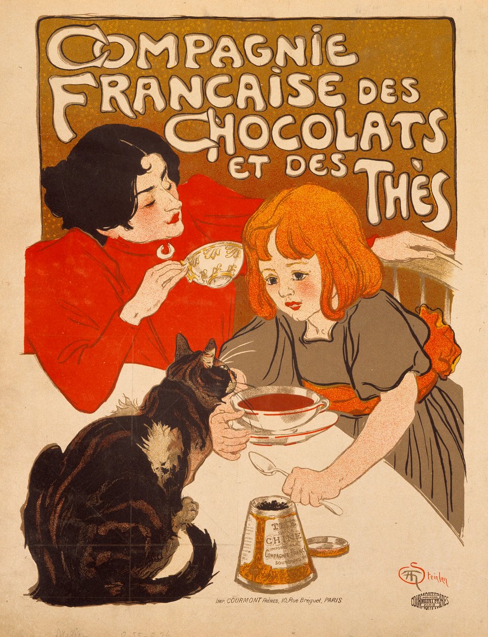 Affiche publicitaire pour "Compagnie française des chocolats et des thés" par Théophile Alexandre Steinlen (1859-1923), vers 1898 - Théophile Alexandre Steinlen