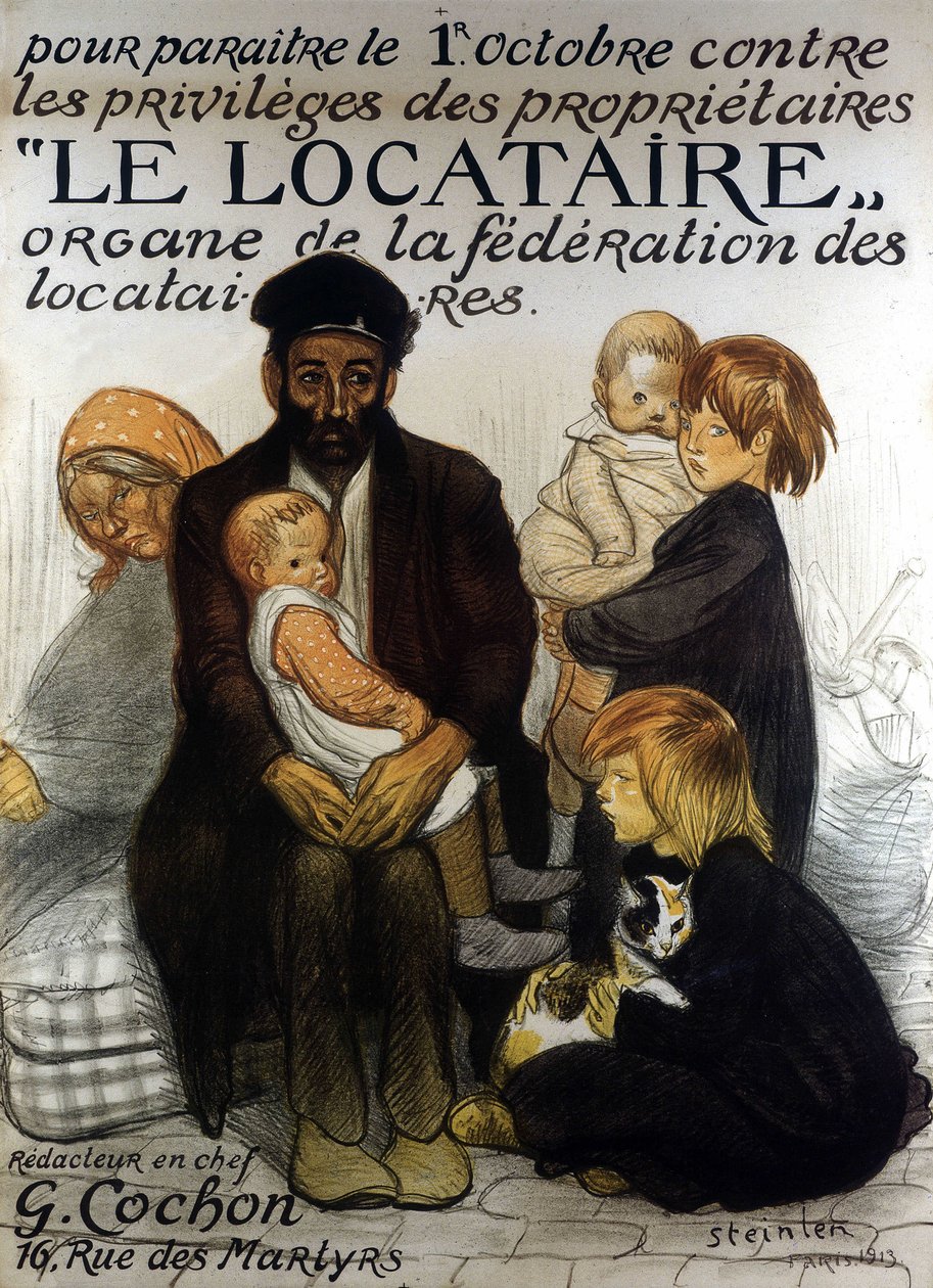 Affiche de présentation de la Fédération des Locataires, Paris 1913 - Théophile Alexandre Steinlen