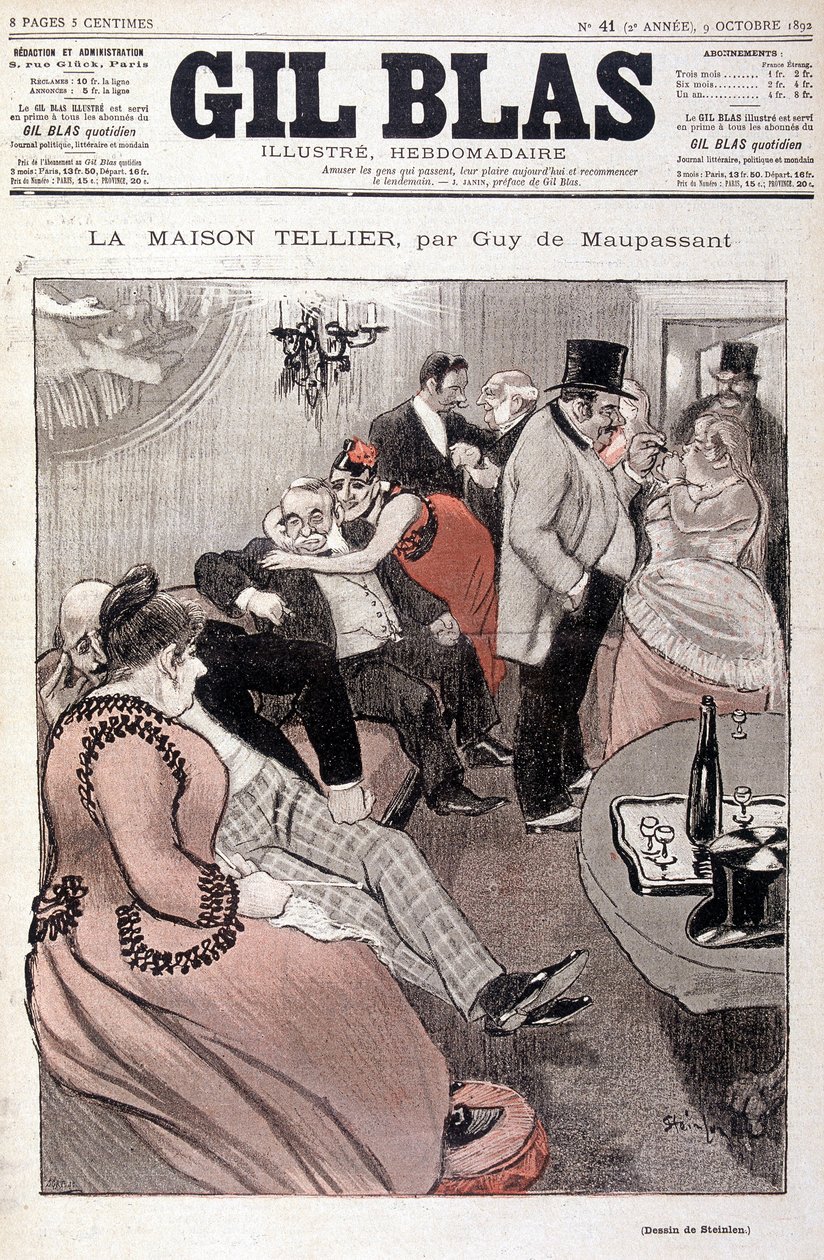 La Maison Tellier par Guy de Maupassant - par Steinlen, dans « Gil Blas » du 09/10/1892 - Théophile Alexandre Steinlen