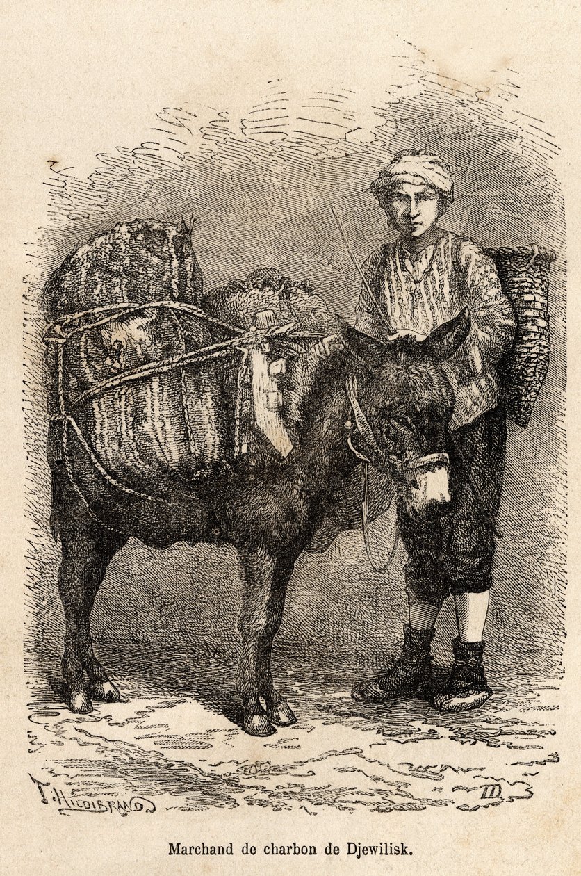 Un marchand de charbon, avec son âne, à Djewilisk (Anatolie du Nord), gravé d