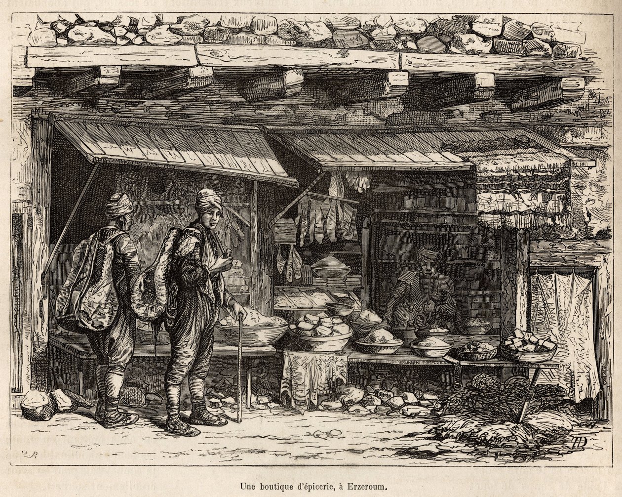 Une épicerie à Erzeroum (Arménie) (illustration du voyage en Lazistan et Arménie, par Théophile Deyrolles, 1869, publié dans "Le tour du monde" 1875) - Theophile Louis Deyrolle