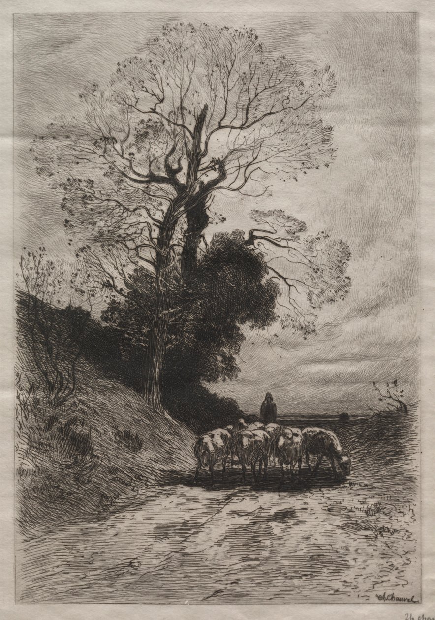 Retour du troupeau, vers 1870 - Theophile Narcisse Chauvel