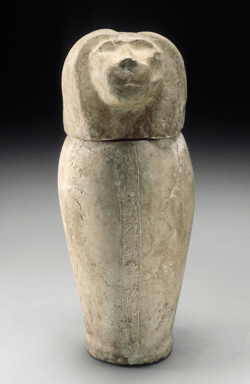 Vase canope à tête de cynocéphale (calcaire) - Third Intermediate Period Egyptian