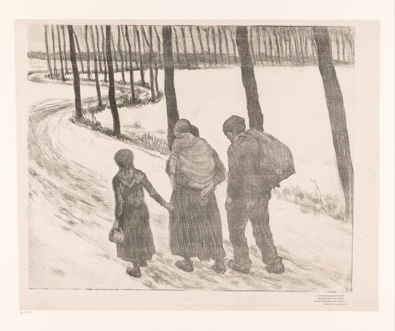 Homme et femme avec deux enfants marchant sur un chemin - Théo van Rysselberghe