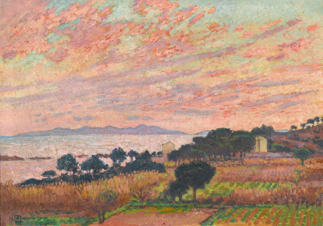 La baie au coucher du soleil Saint Clair, 1916 - Théo van Rysselberghe