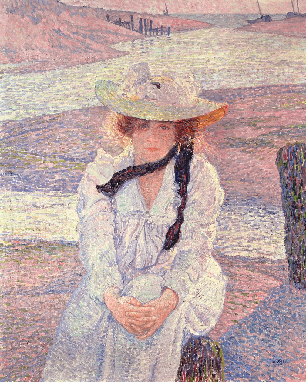 Jeune femme sur les rives de la rivière Grève, 1901 - Théo van Rysselberghe