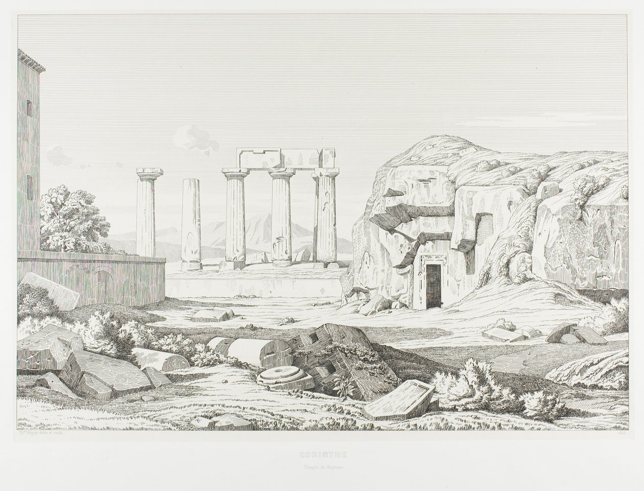 Corinthe : Temple de Neptune - Théodore Caruelle d